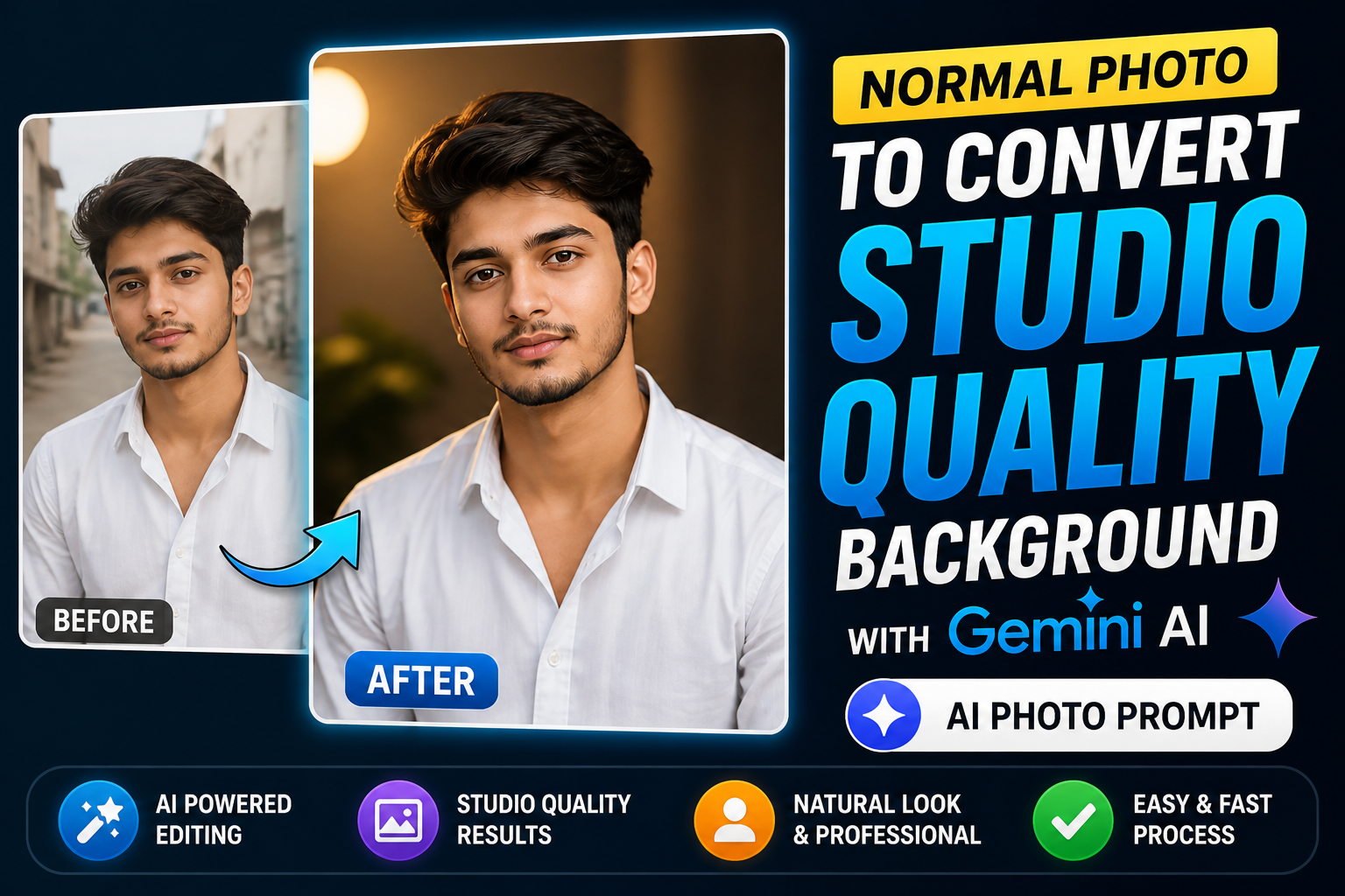 Normal Photo To Convert Studio Quality Background With Gemini Ai Photo Prompt