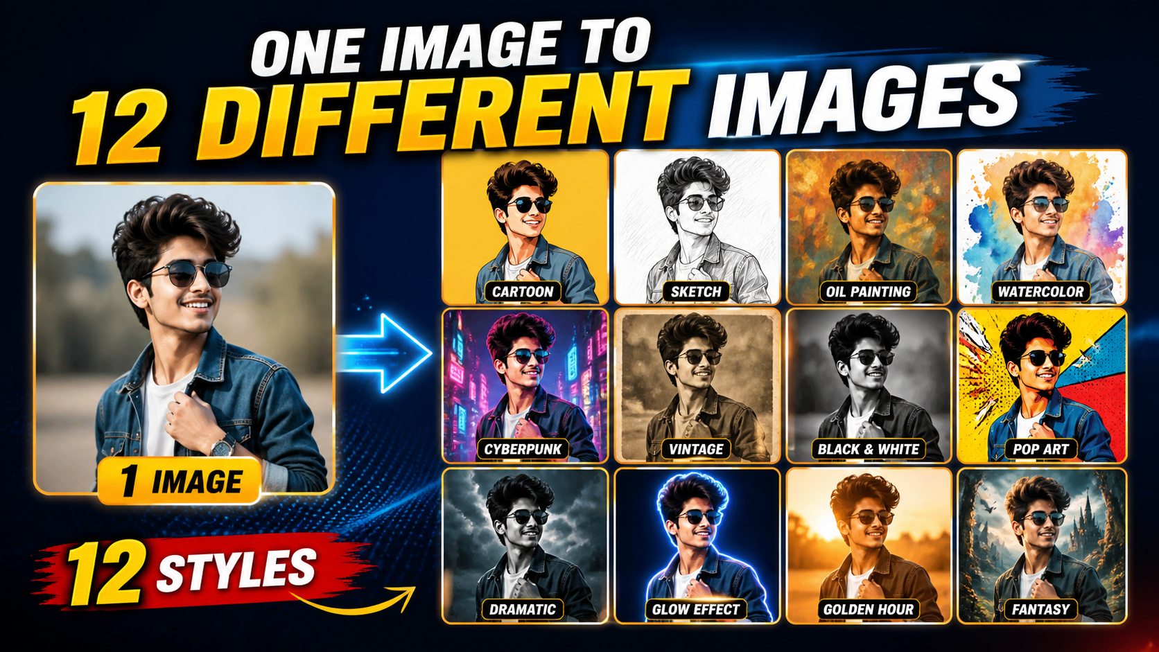 One Image To Convert 12 Different Images Prompt