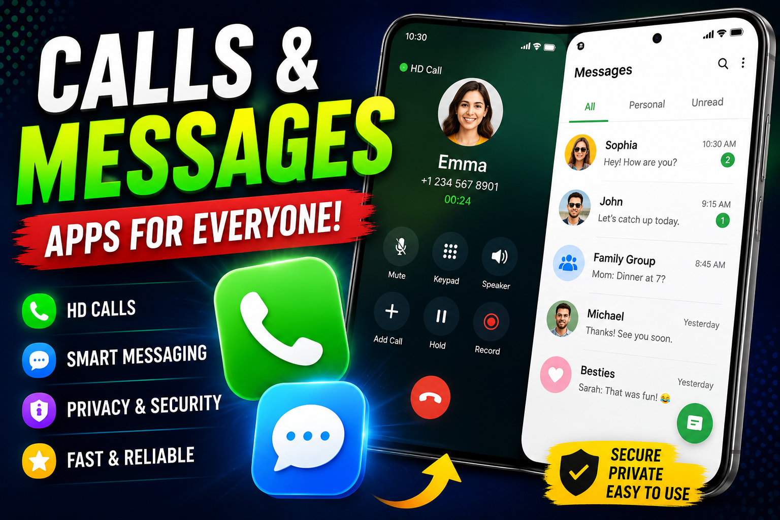 calls and messages app on mobile