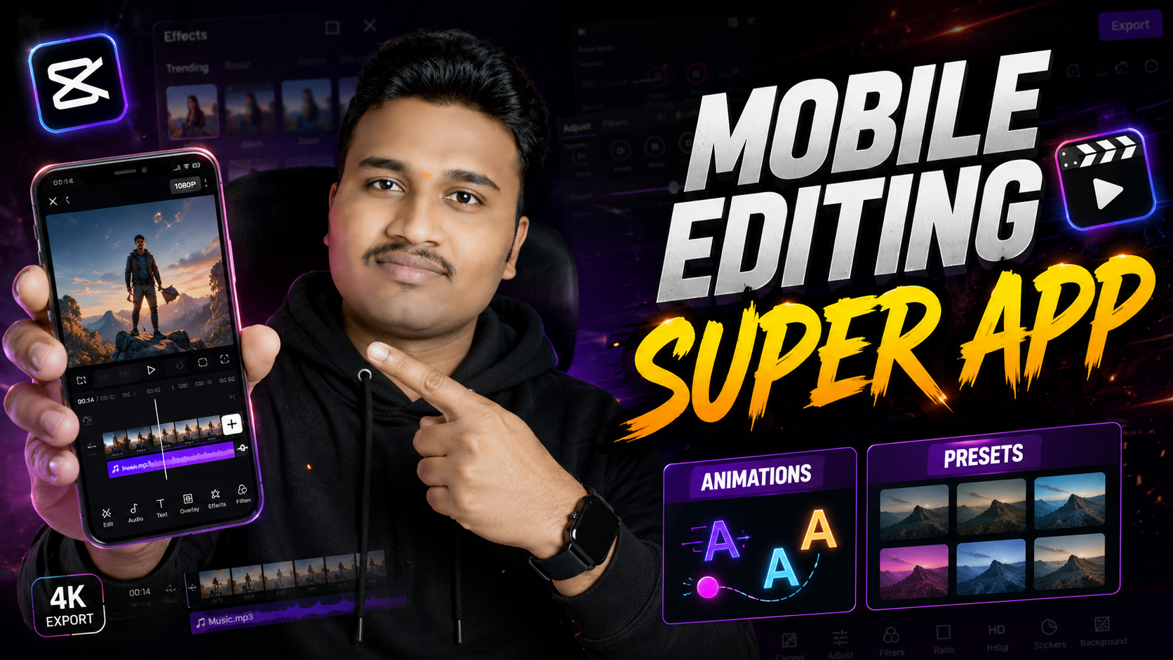 mobile editing app with effects and animations