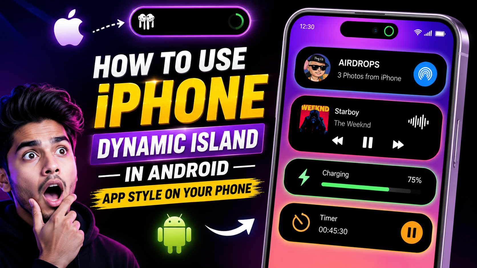 How To Use iPhone Dynamic Island In Android App Style On Your Phone